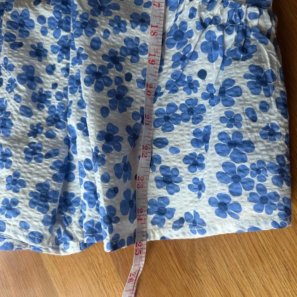 NEW Hannah banana Girls Ruched Floral Romper Blue White Size 10 Adjustable Strap - Picture 7 of 8